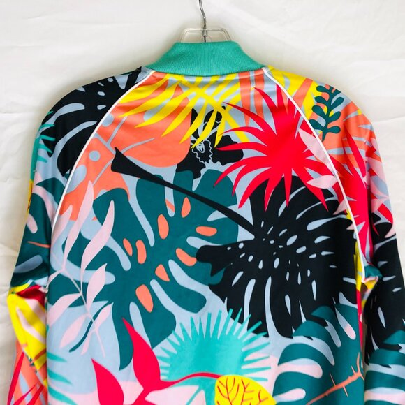 Adidas Women's Size Medium Floral Leaf Print Full Zip Track Jacket - Picture 5 of 5